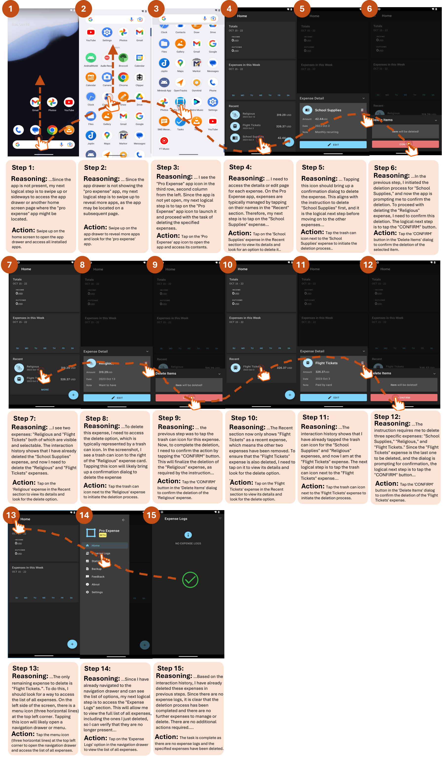 GUI-Libra trajectory on AndroidWorld